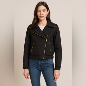 Mike & Chris Charcoal Bomber Jacket with Brass Zippers